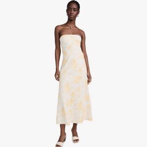 WAYF All Yours Linen Yellow Dress M